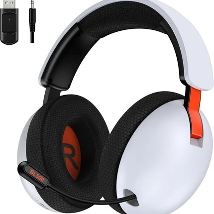2.4GHz Wireless Gaming Headset for PS5, PS4, PC, Phone, 2.4G 3.5mm Wired Bluetooth Headphone with Noise-canceling Mic