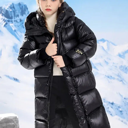 Children's Winter Down Jacket Thickness Long Warm Puffer Coat Boys Girls Waterproof Hooded Parkas Kids Snow Outerwear