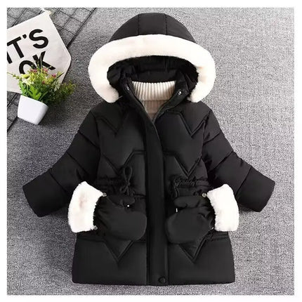 Autumn Winter Girls Jacket Keep Warm Fashion Hooded Outerwear Birthday Christmas Princess Coats 3 4 5 6 7 8 Years Kids Clothes