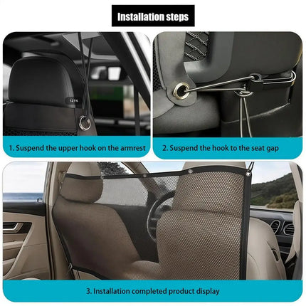 Car Dog Barrier Net Adjustable Pet Safety Divider Between Seat Heavy-Duty Foldable Isolation Net Non-slip Car Accessories For