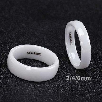 Kolmnsta 2mm 4mm 6mm White Ceramic Ring Men Woman Rings Anti-Allergy Polished Design Anillos Gentle Wedding Engagement Band