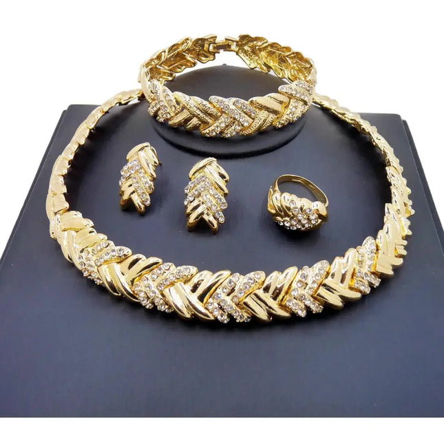 18k gold plated crystal jewelry set