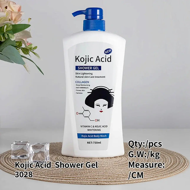 Kojic Acid Shower Gel Deep Cleansing Brighten Body Wash Whitening Exfoliator Chicken Skin Body Care Moisturizing Skincare 750ml