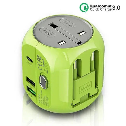 UPPEL Universal Travel Adapter US/UK/AU/EU Multiple Plug Converter Fast QC3.0 Type C USB Charger 3 Ports European Power Adapter