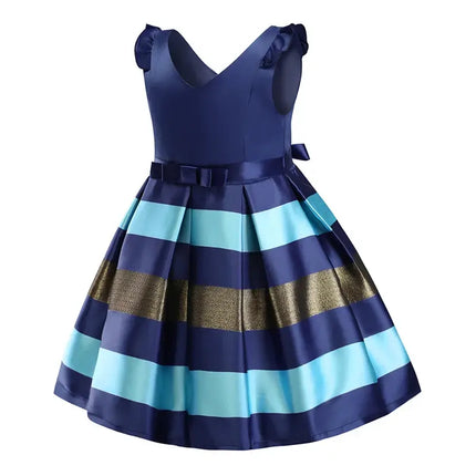 Baby Girls Flower Striped Dress For Girls Floral Wedding Party Dresses Kids Princess Christmas Dress Children Girls Clothing