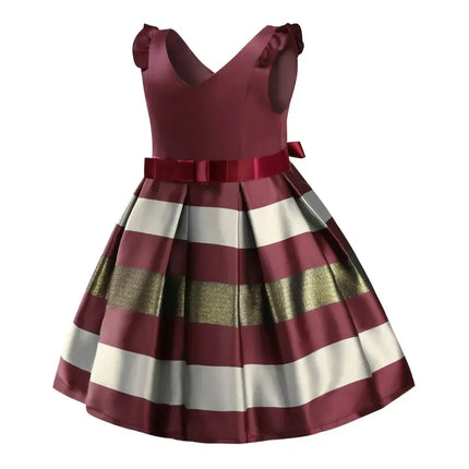Baby Girls Flower Striped Dress For Girls Floral Wedding Party Dresses Kids Princess Christmas Dress Children Girls Clothing