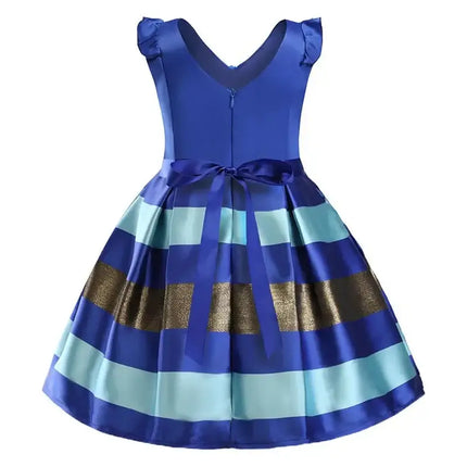 Baby Girls Flower Striped Dress For Girls Floral Wedding Party Dresses Kids Princess Christmas Dress Children Girls Clothing