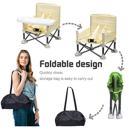 Foldable Portable Baby Dining Chair with Safety Seat Belt - Ideal for Camping and Beach Outings