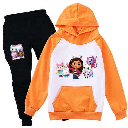 Gabby Dolls Cartoon-Inspired Children's Hoodie and Jogging Pants Set - Autumn Tracksuit for Toddlers
