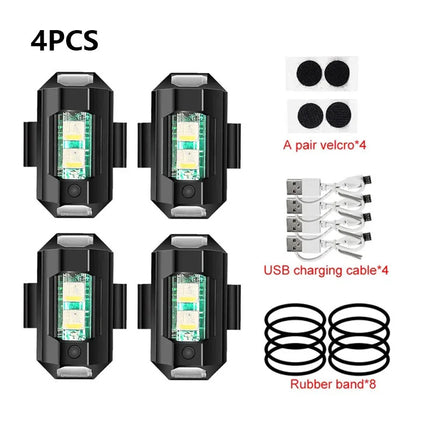 Universal LED Strobe Lights Motorcycle anti Collision Warning Light USB Charging 7Colors Drone Flash Turn Signal Indicator