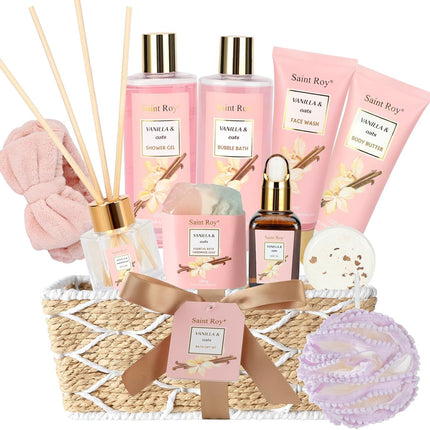 Spa Gift Basket for Women, Luxurious 13Pc Lavender Jasmine Bath Gift Set, Perfect Birthday & Mothers Gifts Idea, Relaxing Home Spa Kit with Body Wash, Bath Bombs, Bubble Bath, Body Lotion & More Gifts for Mothers Day