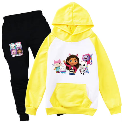 Gabby Dolls Cartoon-Inspired Children's Hoodie and Jogging Pants Set - Autumn Tracksuit for Toddlers