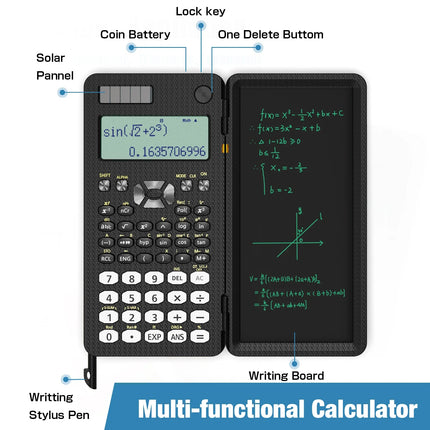 Mini Scientific Calculator with Writing Tablet Calculators Notepad Memo Office Electronics School Supplies 991Es Ms EX 82Ms NEW