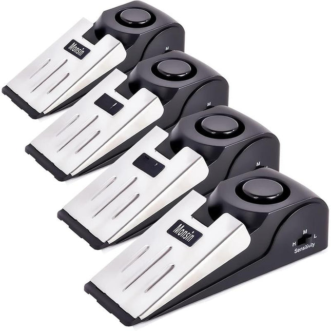 Door Stop Alarm with 120DB Security Feature – Pack of 4 Floor Wedge Doorstops for Home, Apartment, and Travel Use