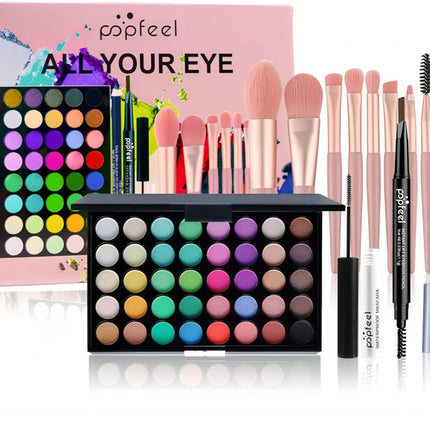 Complete Beauty Makeup Set, Include 15 Colors Concealer Palette, Face Powder, Makeup Primer, Brush, Sponge Set for Girls & Teenagers