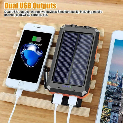 200,000mAh Waterproof Solar Power Bank with Fast Charging Capability and SOS Function for iPhone, Samsung, and Xiaomi Devices