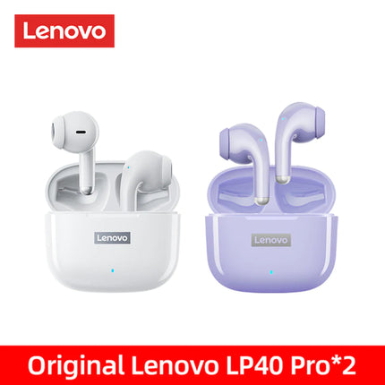Lenovo LP40 Pro TWS Earphones - Wireless Bluetooth 5.1, Noise Reduction, Touch Control, 250mAh Battery, 2022 Model