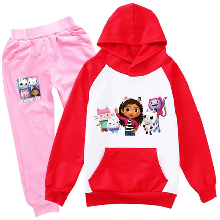 Gabby Dolls Cartoon-Inspired Children's Hoodie and Jogging Pants Set - Autumn Tracksuit for Toddlers